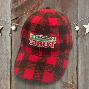 Cabot Vermont Hat Cap Cow Print Buffalo Plaid Underbrim Farm Families Since 1910